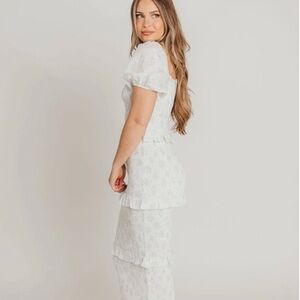 MABLE White Smocked Ruffle Dress size S.  Worth Collective